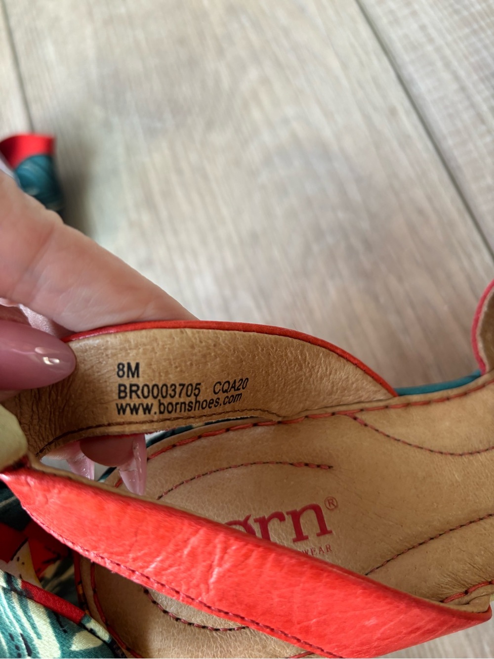BORN Red Leather Salton Wedge Sandal - Picture 9 of 12